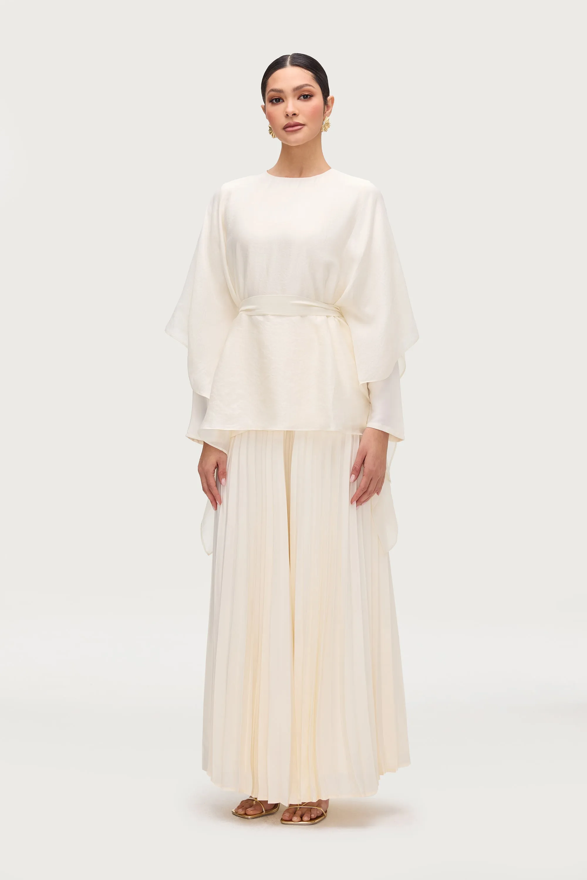 Ethereal Tie Waist Top - Moonbeam