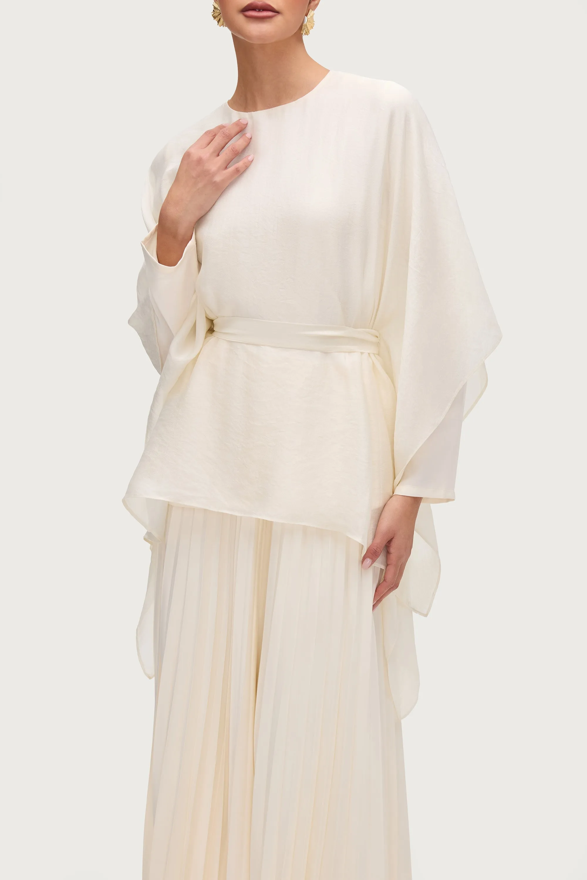 Ethereal Tie Waist Top - Moonbeam