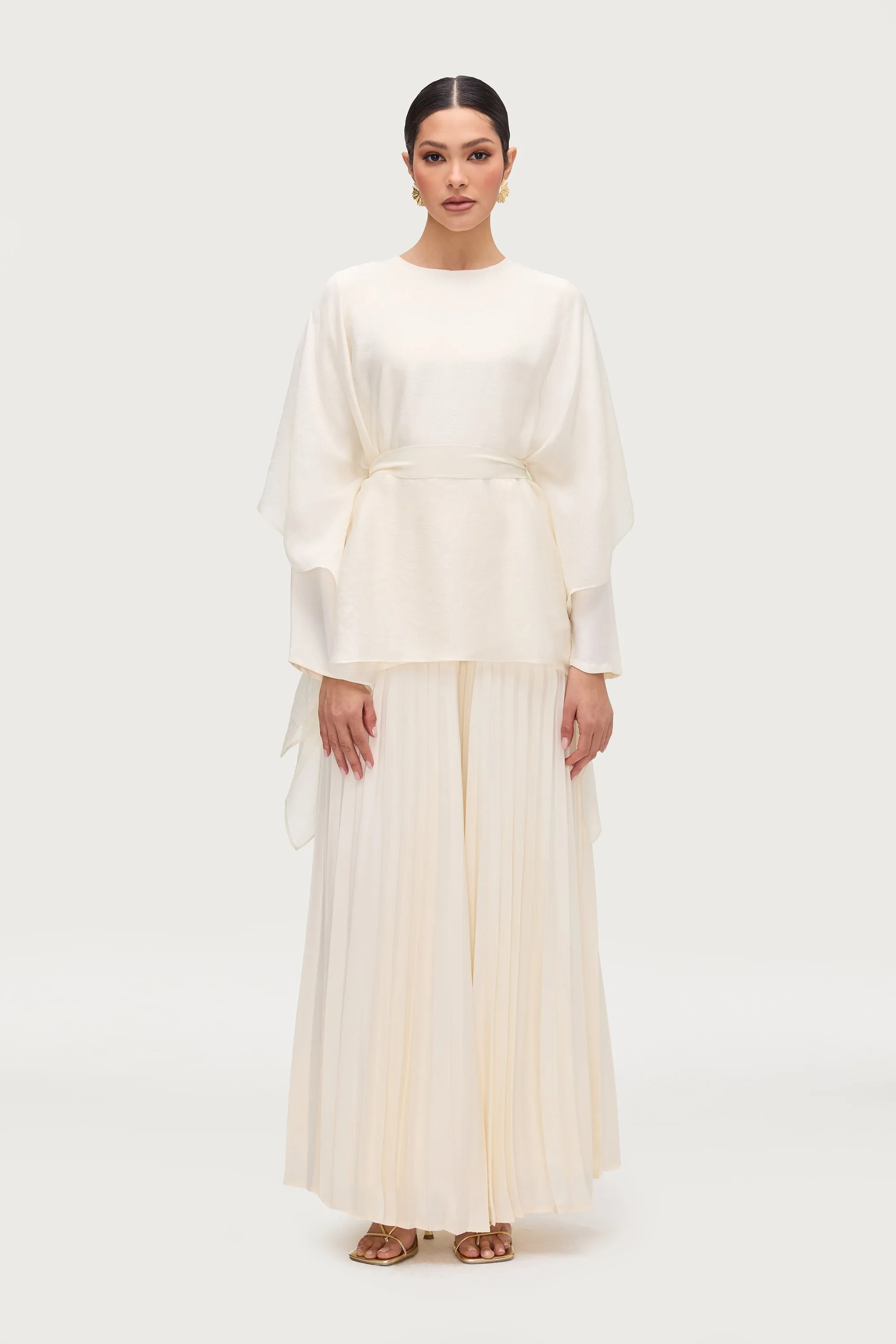 Ethereal Tie Waist Top - Moonbeam