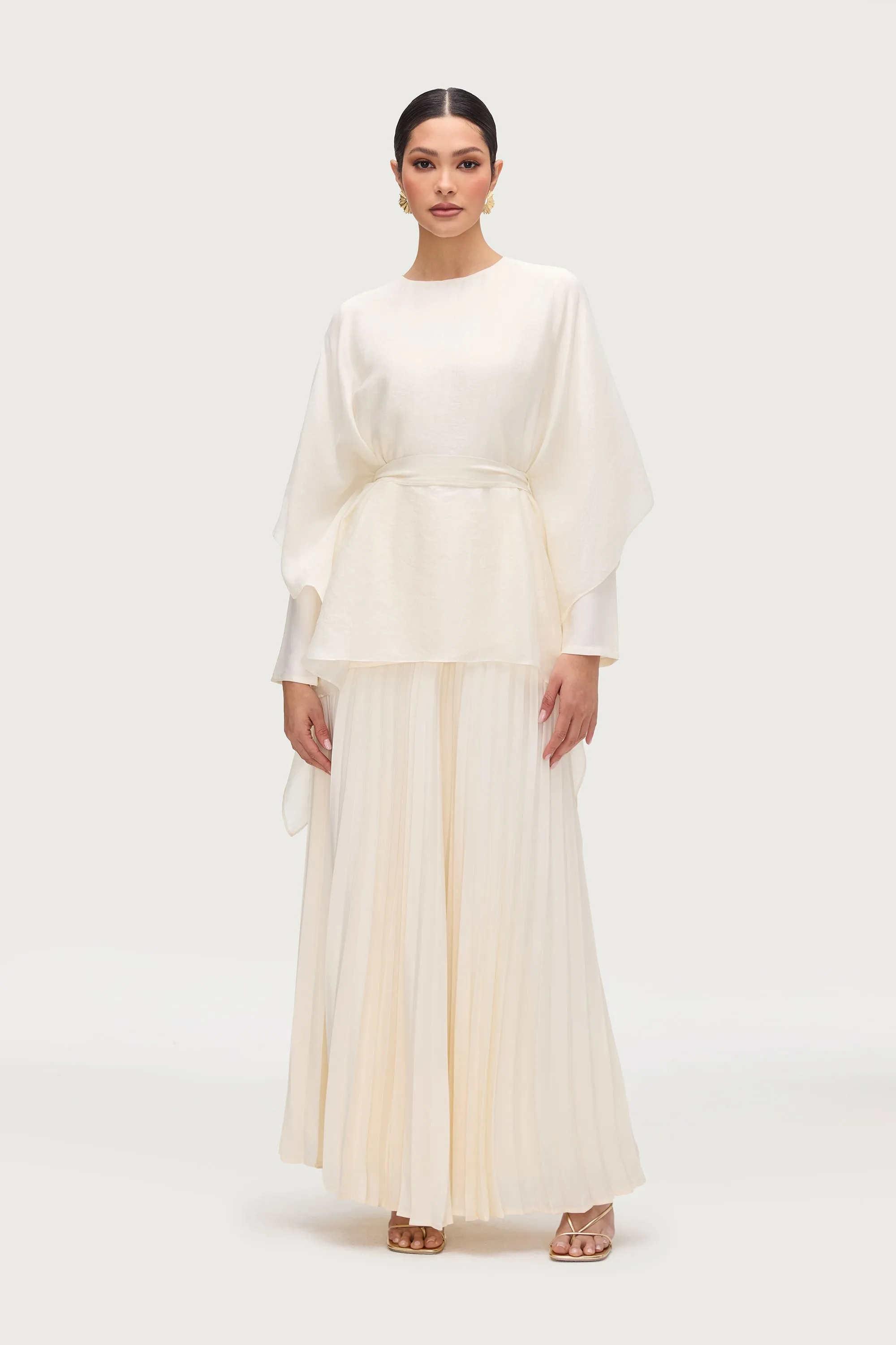 Ethereal Tie Waist Top - Moonbeam