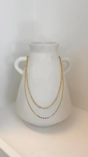 Fine Layered 18K Gold Plated Necklace - Gold