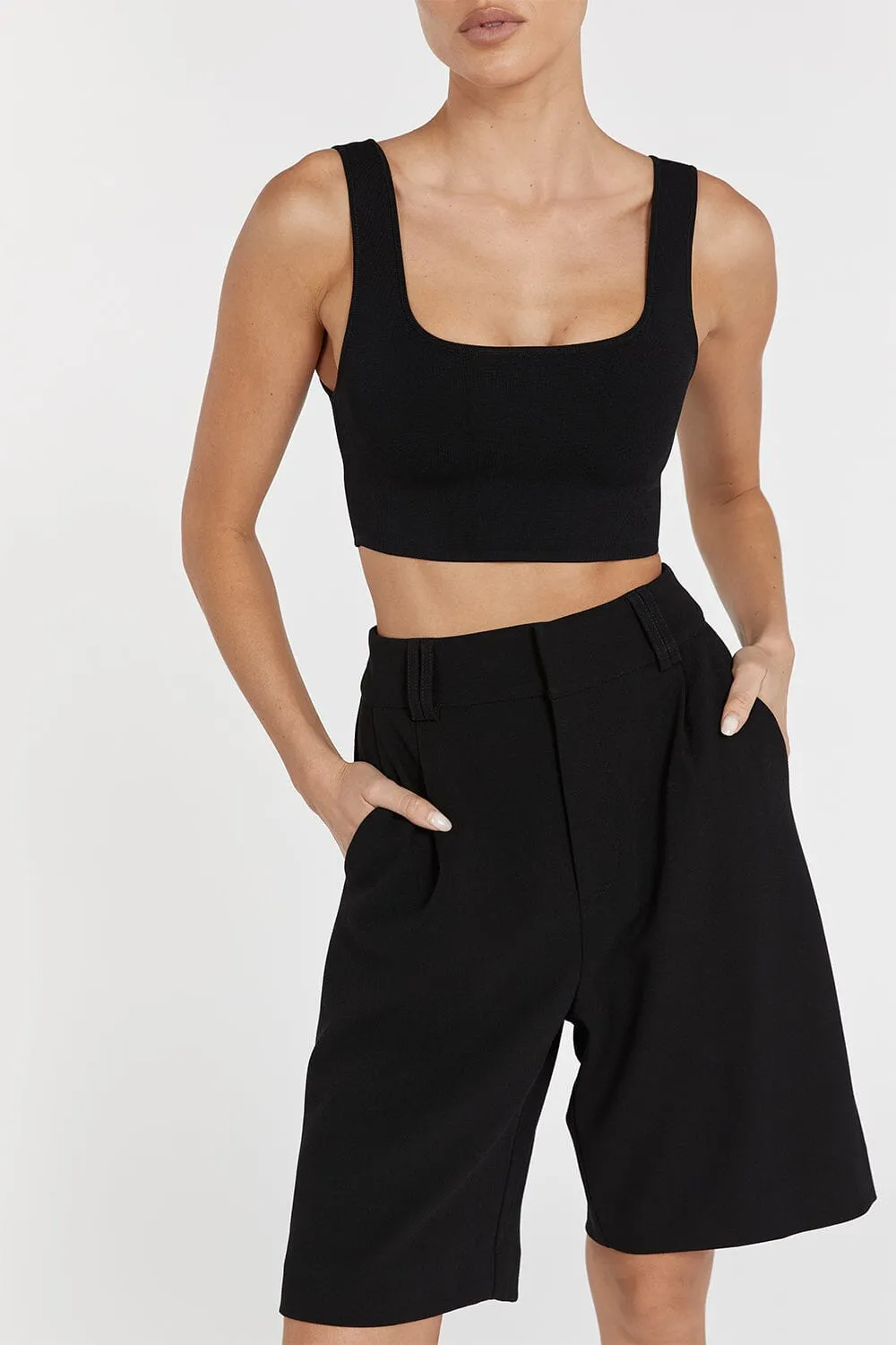 FINNEAS BLACK KNIT CROP TOP