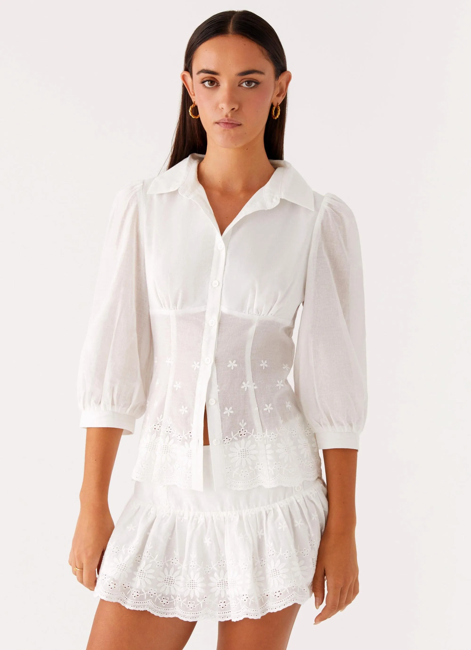 Frida Broderie Top - White