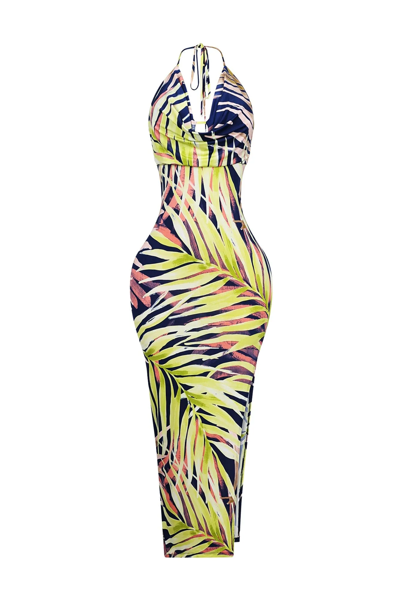 Halter Maxi Dress In Rich Venechia Fabric