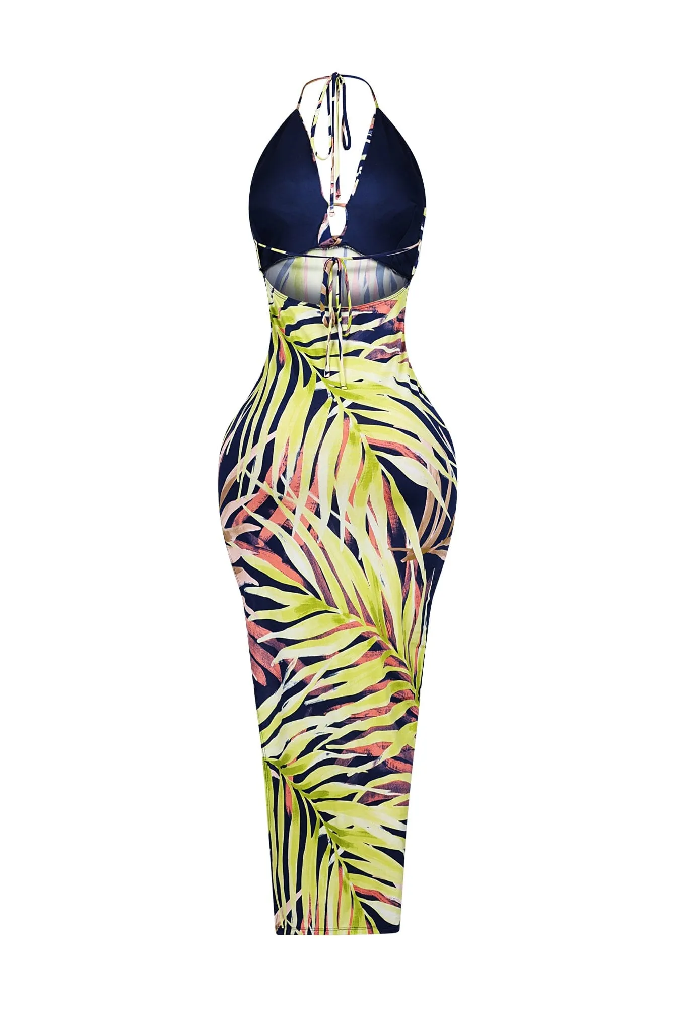 Halter Maxi Dress In Rich Venechia Fabric