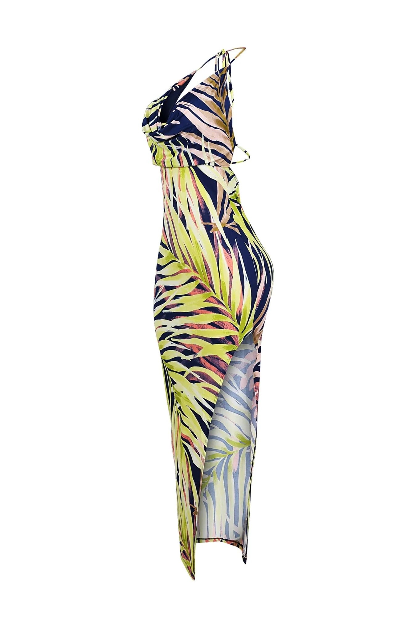 Halter Maxi Dress In Rich Venechia Fabric