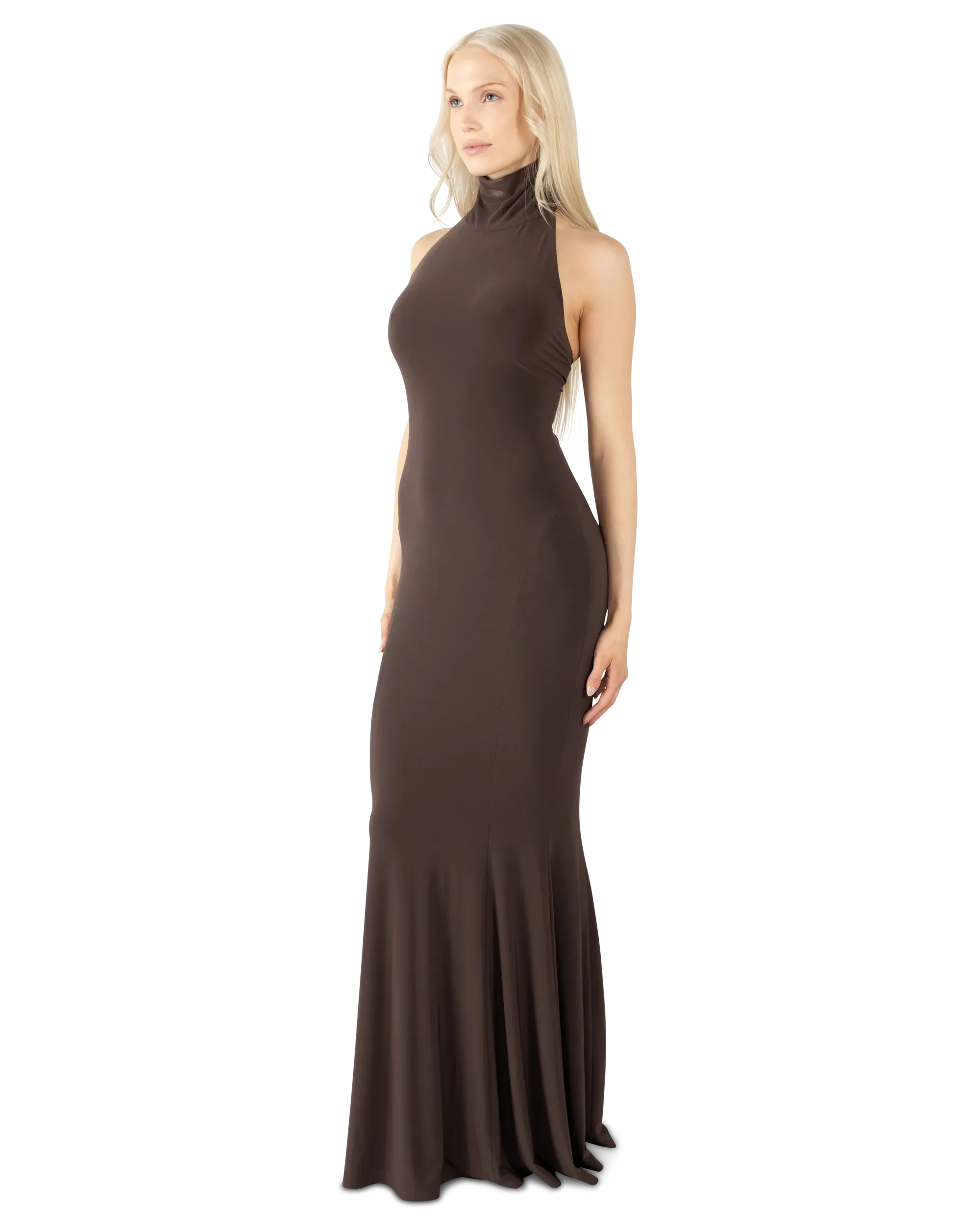 Halter Turtleneck Fish Tail Gown