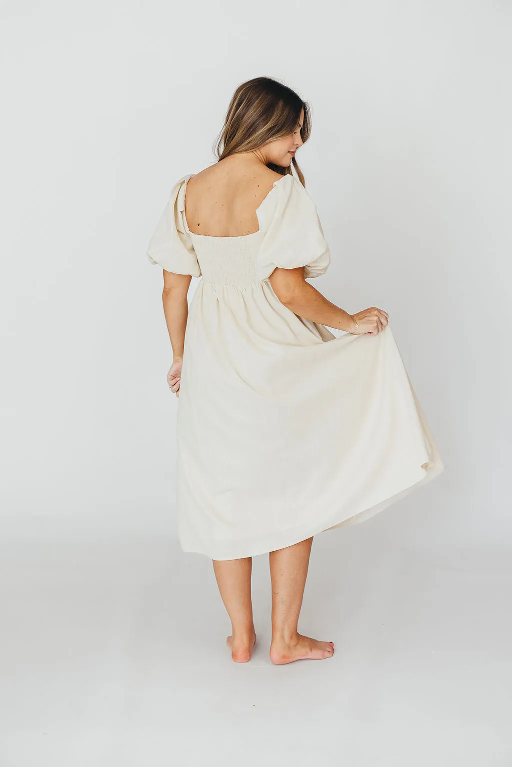 Hamilton Midi Dress in Ivory - Bump Friendly
