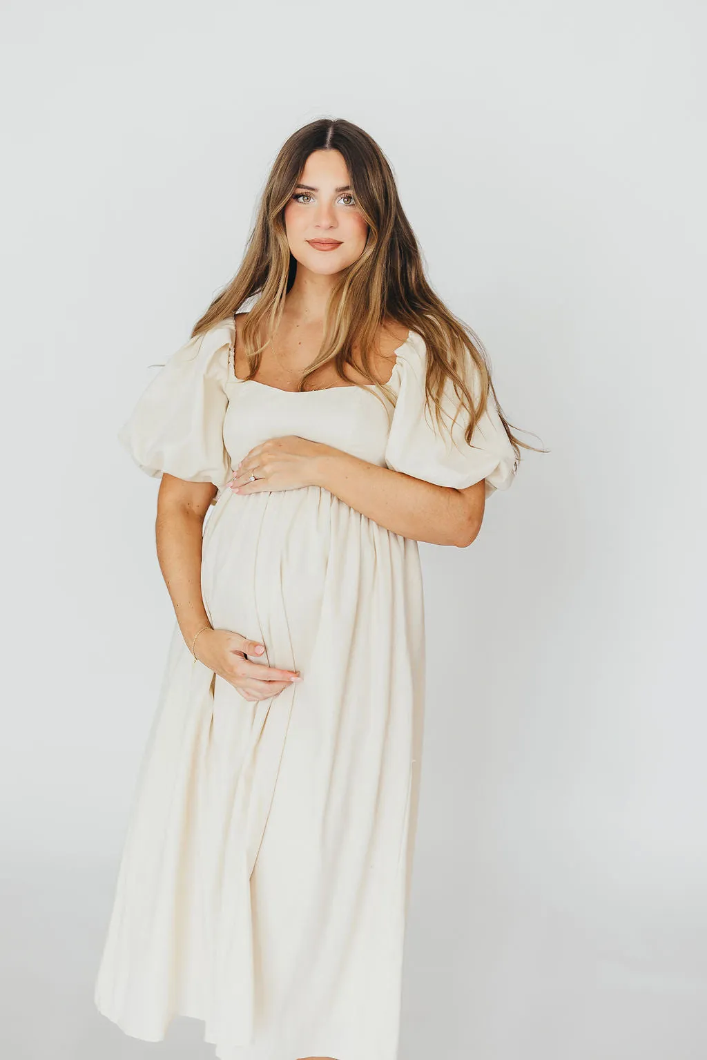 Hamilton Midi Dress in Ivory - Bump Friendly