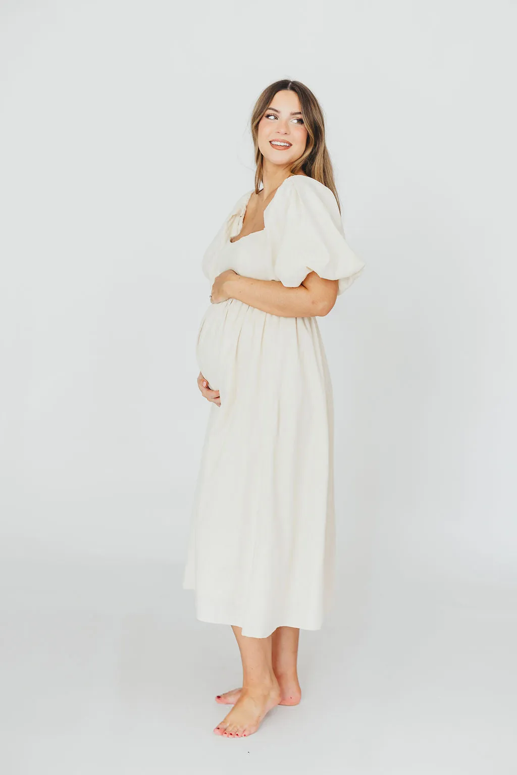 Hamilton Midi Dress in Ivory - Bump Friendly