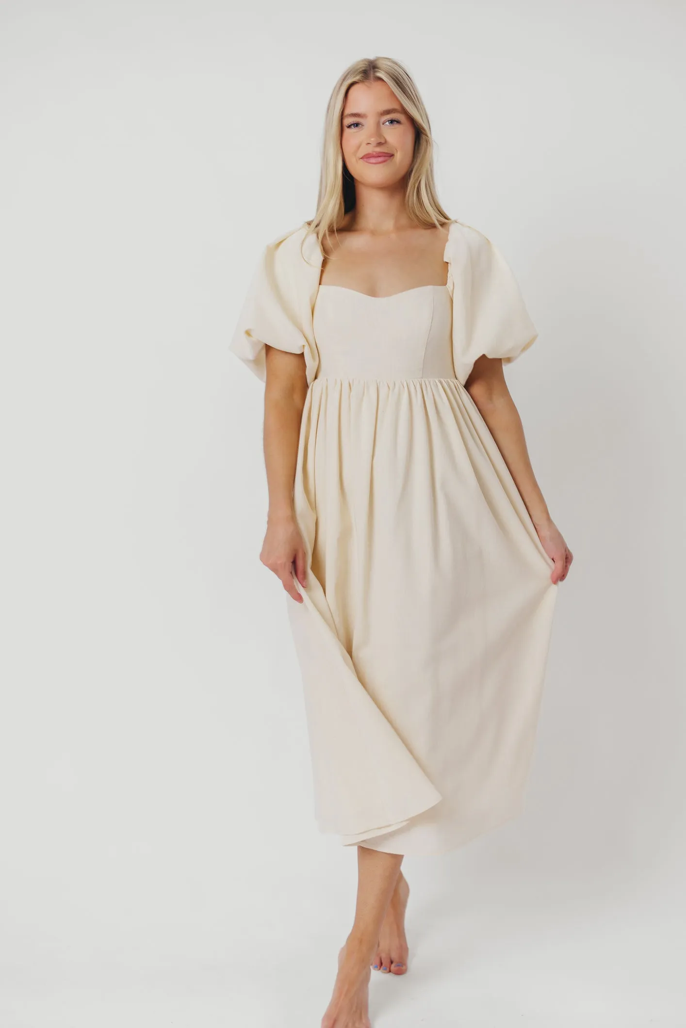 Hamilton Midi Dress in Ivory - Bump Friendly