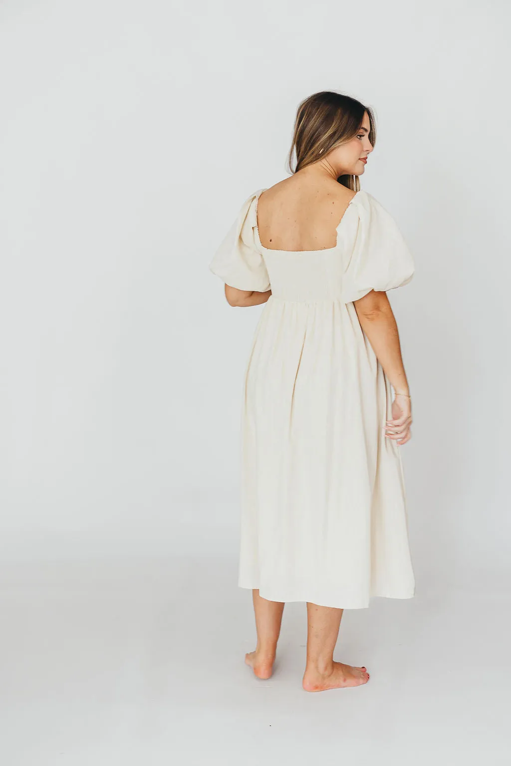 Hamilton Midi Dress in Ivory - Bump Friendly