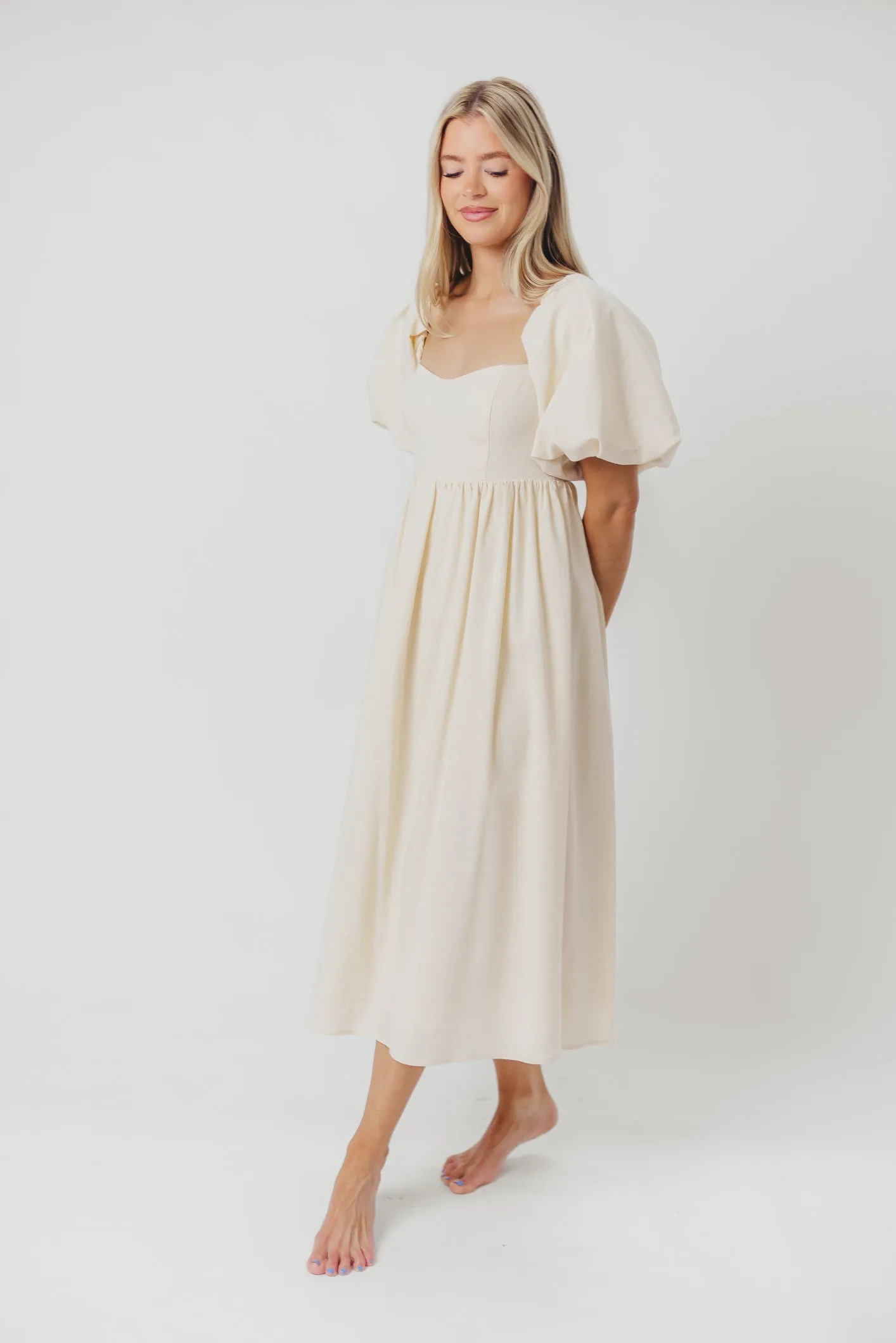 Hamilton Midi Dress in Ivory - Bump Friendly