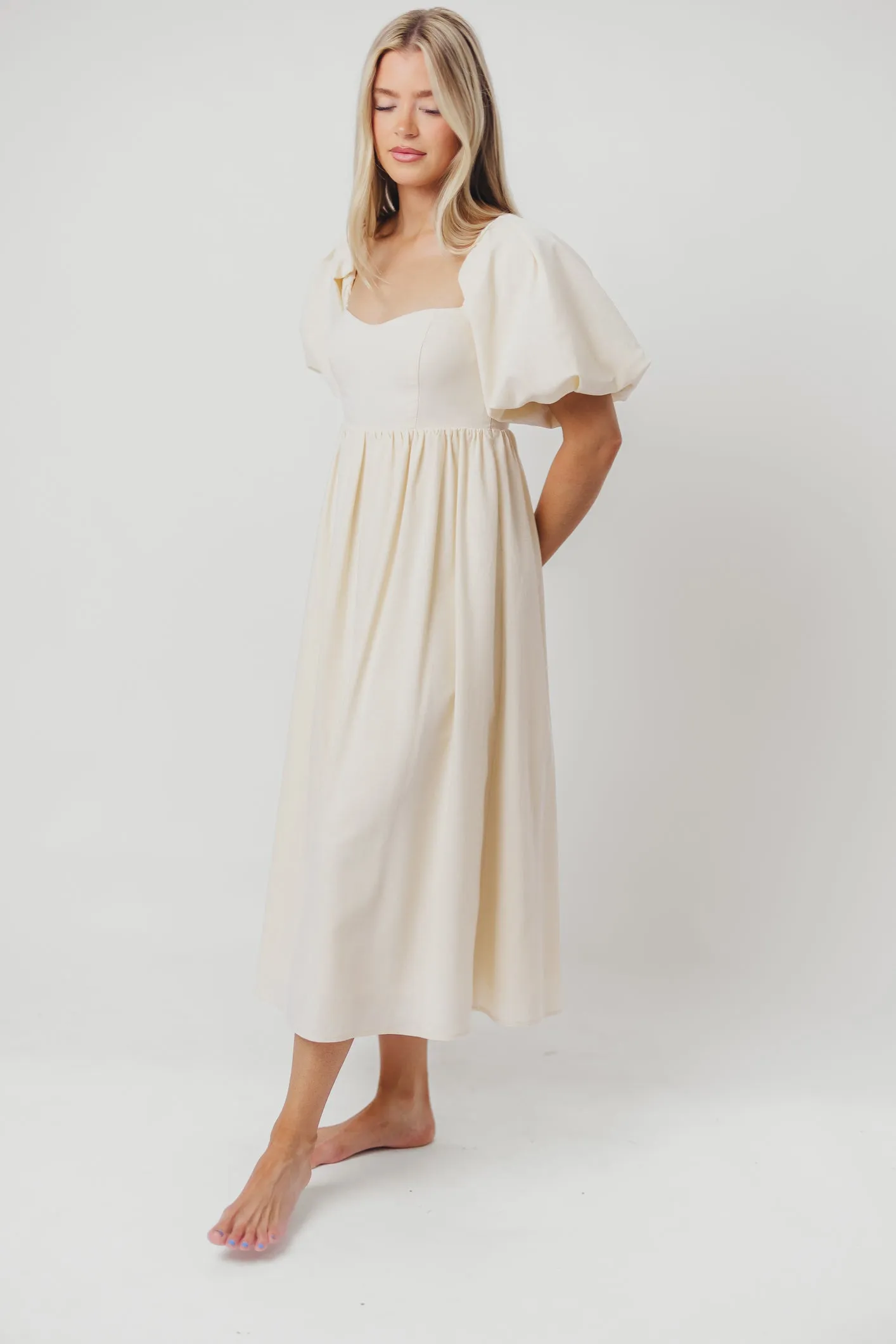 Hamilton Midi Dress in Ivory - Bump Friendly
