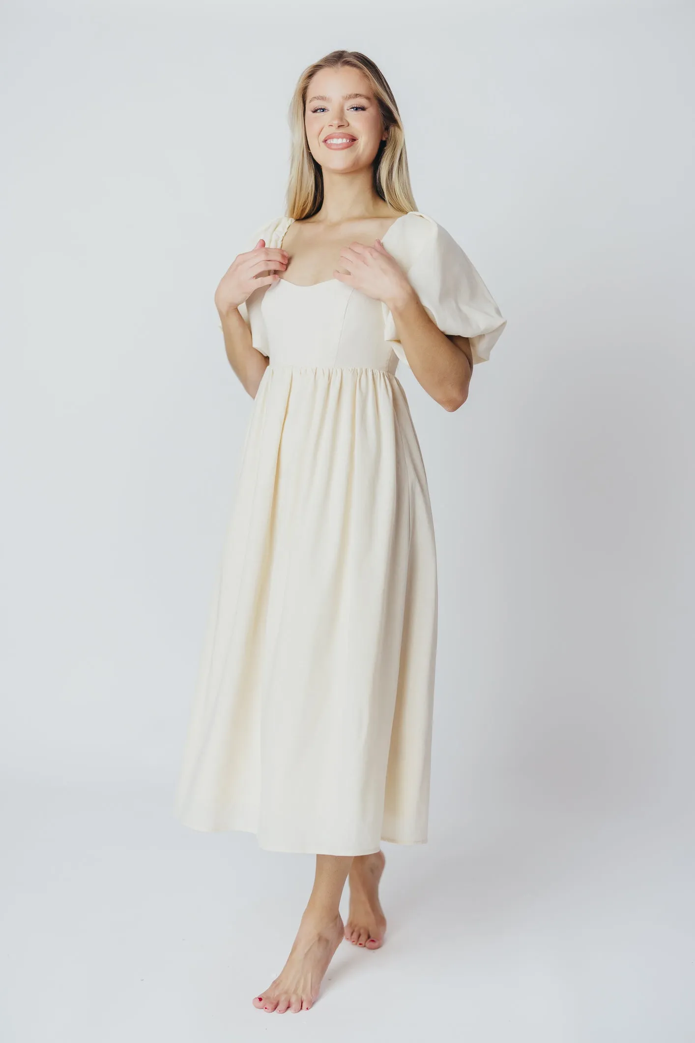 Hamilton Midi Dress in Ivory - Bump Friendly
