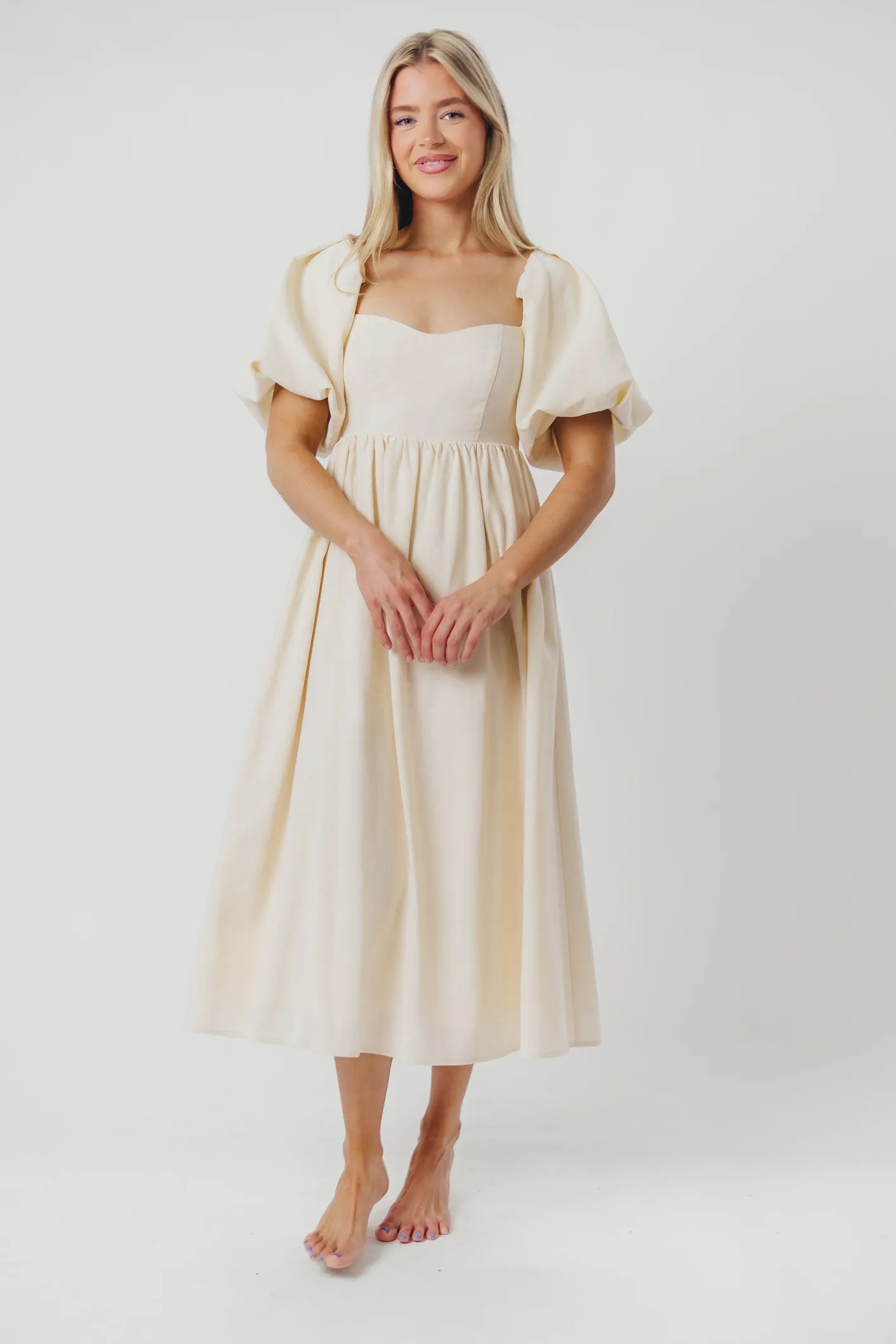 Hamilton Midi Dress in Ivory - Bump Friendly