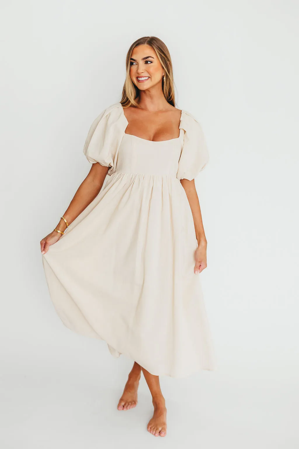 Hamilton Midi Dress in Ivory - Bump Friendly
