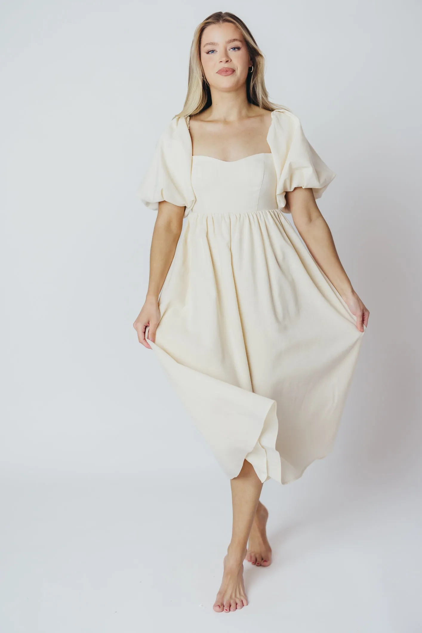 Hamilton Midi Dress in Ivory - Bump Friendly