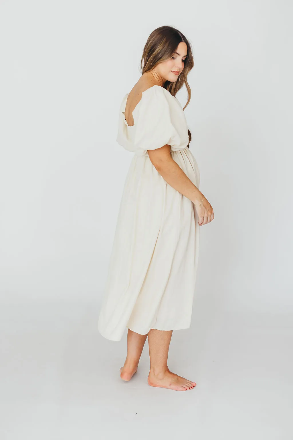 Hamilton Midi Dress in Ivory - Bump Friendly
