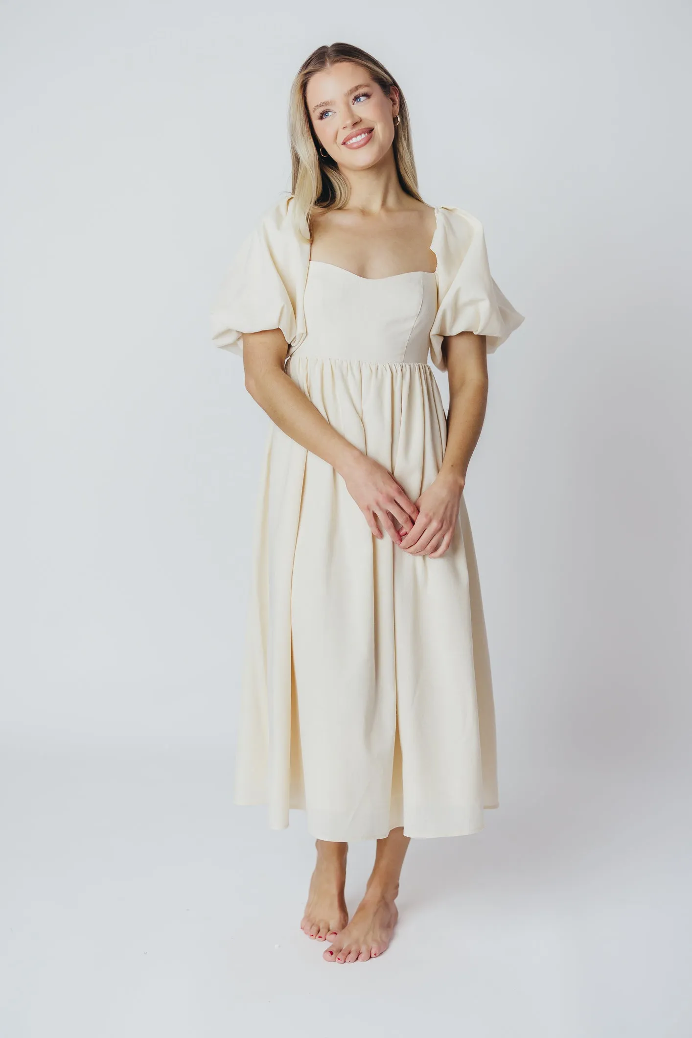 Hamilton Midi Dress in Ivory - Bump Friendly