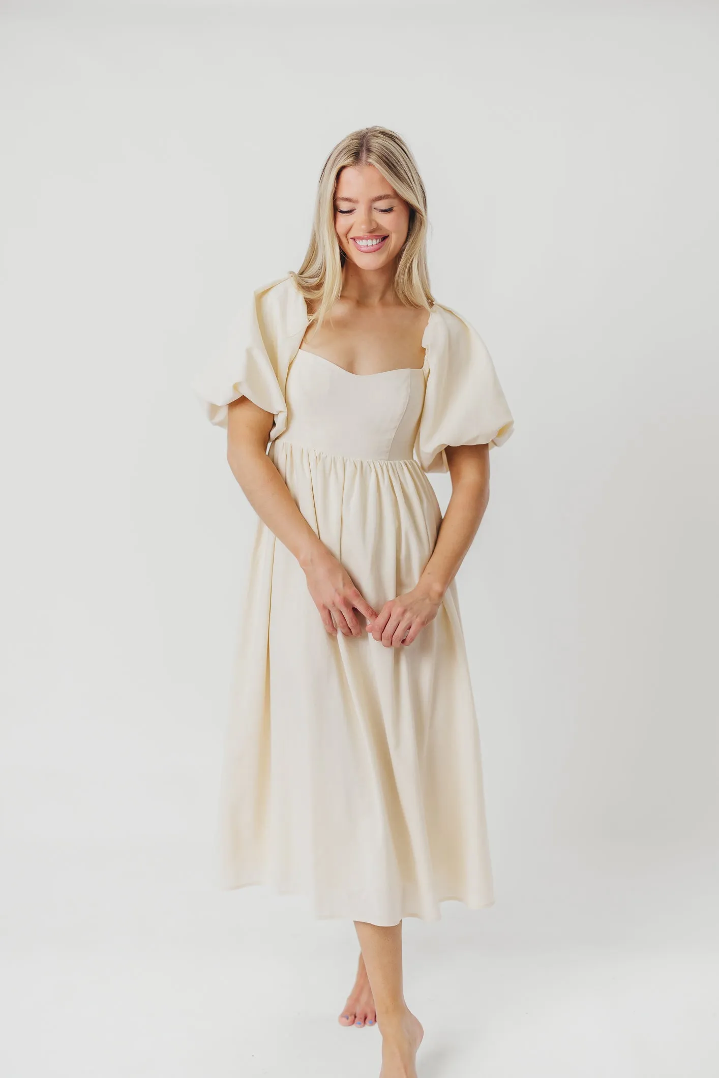 Hamilton Midi Dress in Ivory - Bump Friendly