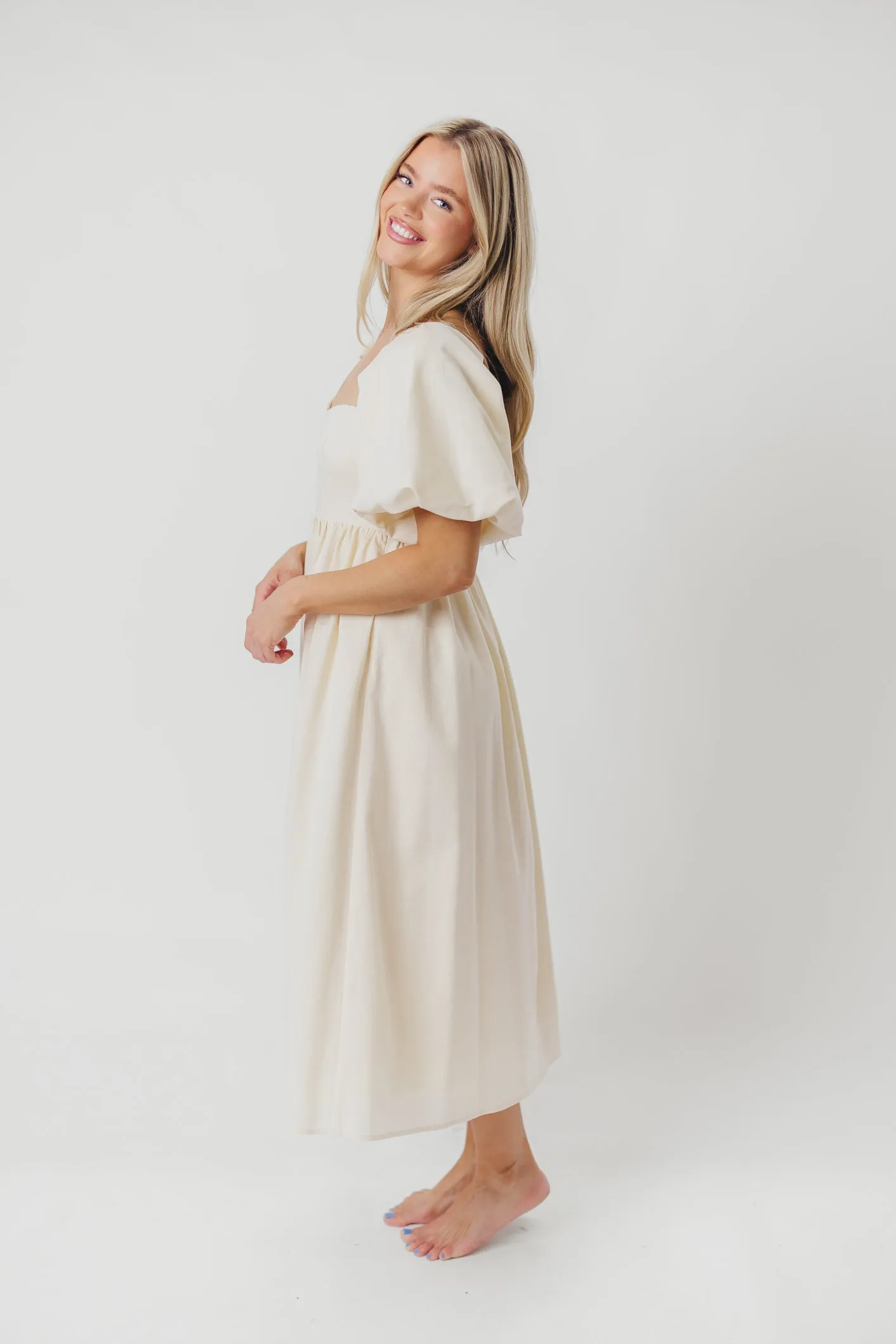 Hamilton Midi Dress in Ivory - Bump Friendly