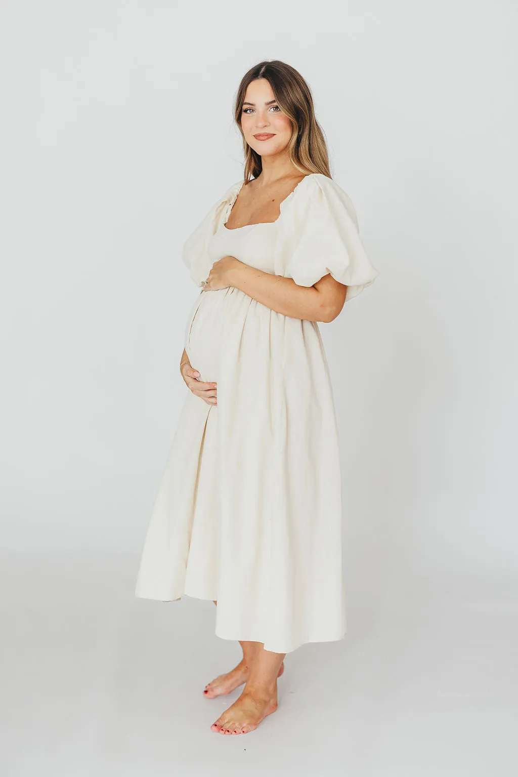 Hamilton Midi Dress in Ivory - Bump Friendly
