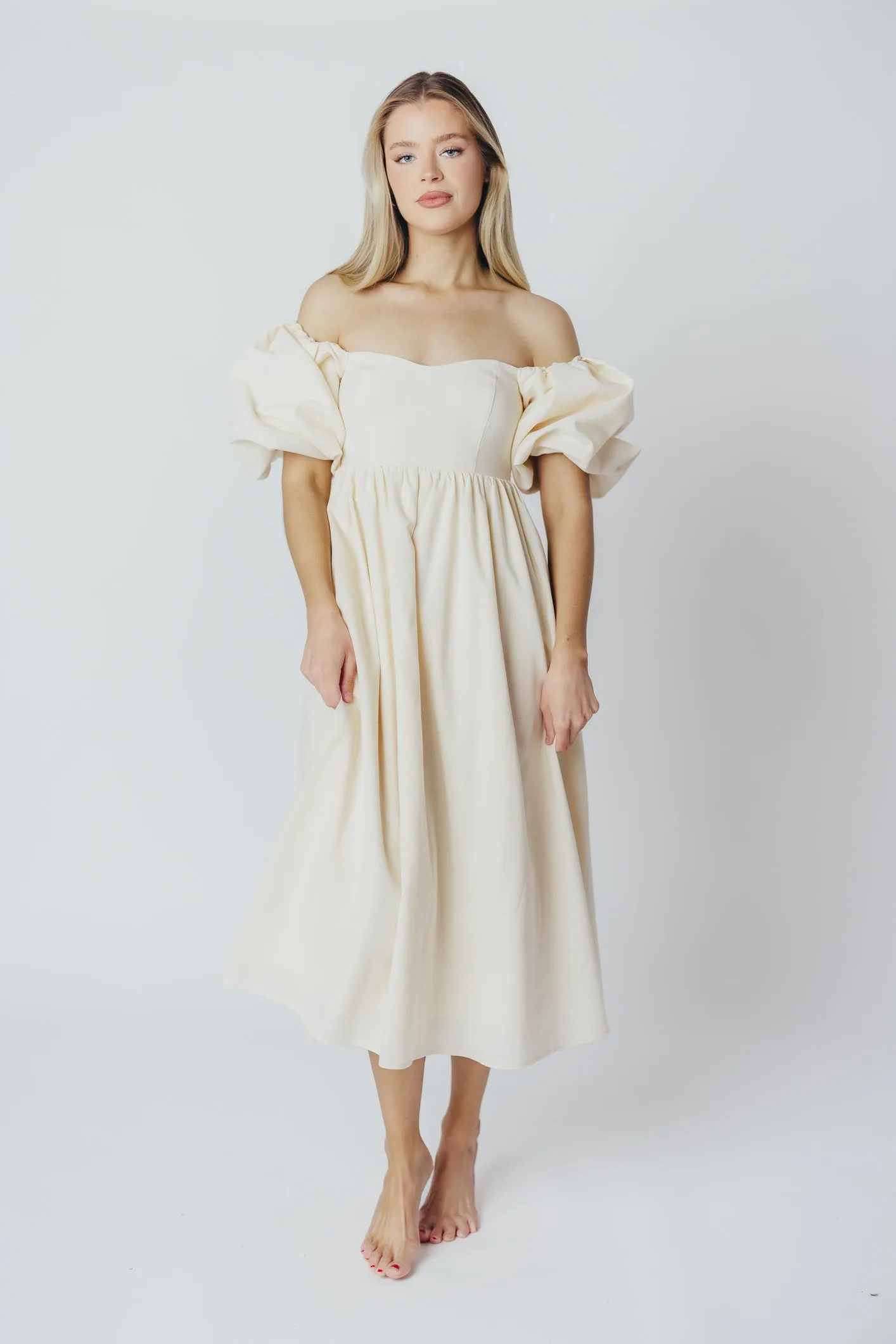 Hamilton Midi Dress in Ivory - Bump Friendly