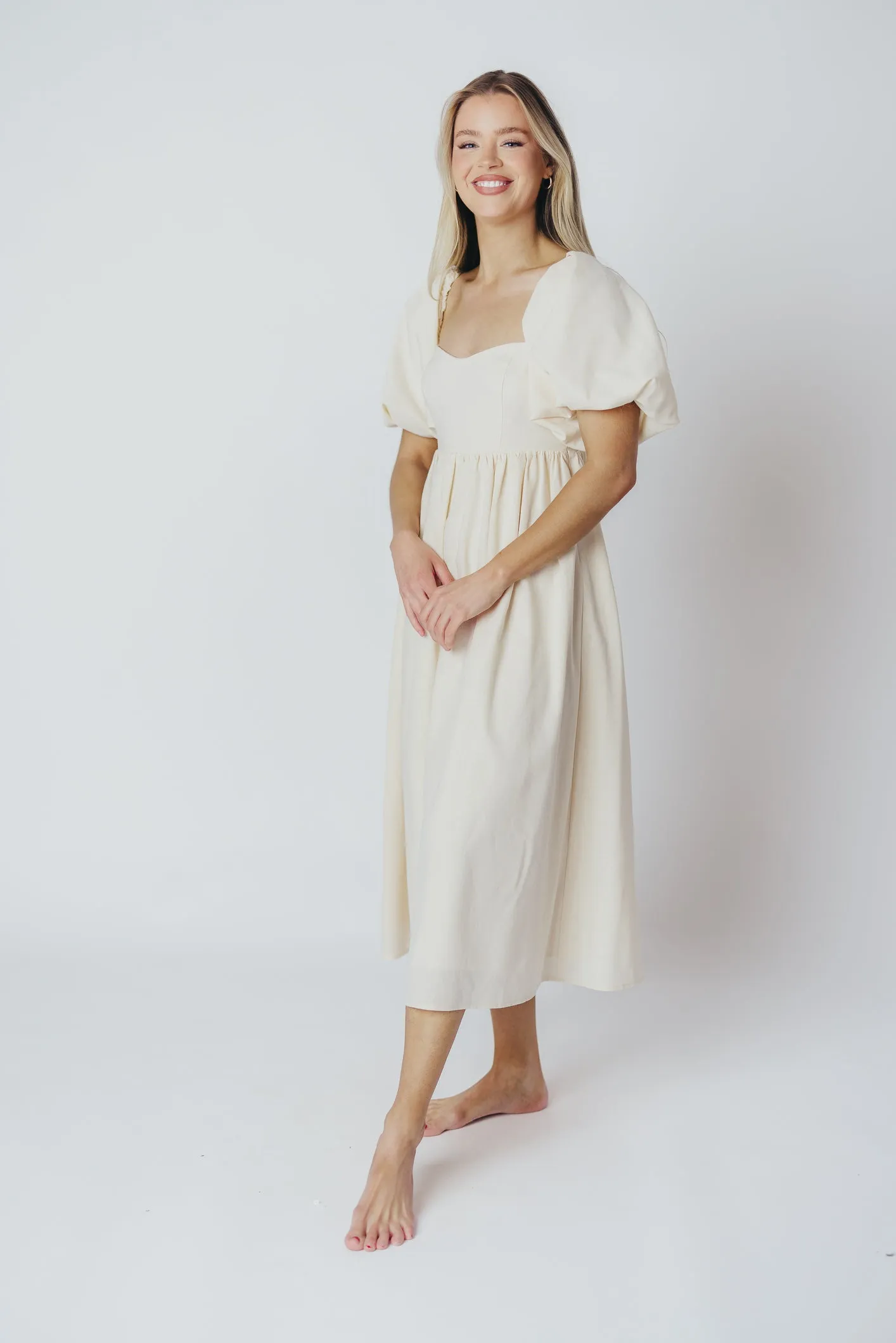 Hamilton Midi Dress in Ivory - Bump Friendly