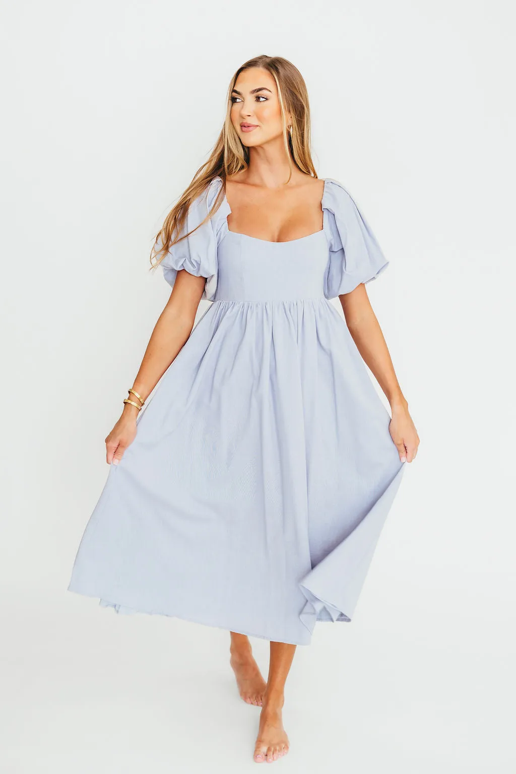 Hamilton Midi Dress in Light Blue - Bump Friendly & Inclusive Sizing (S-2XL)