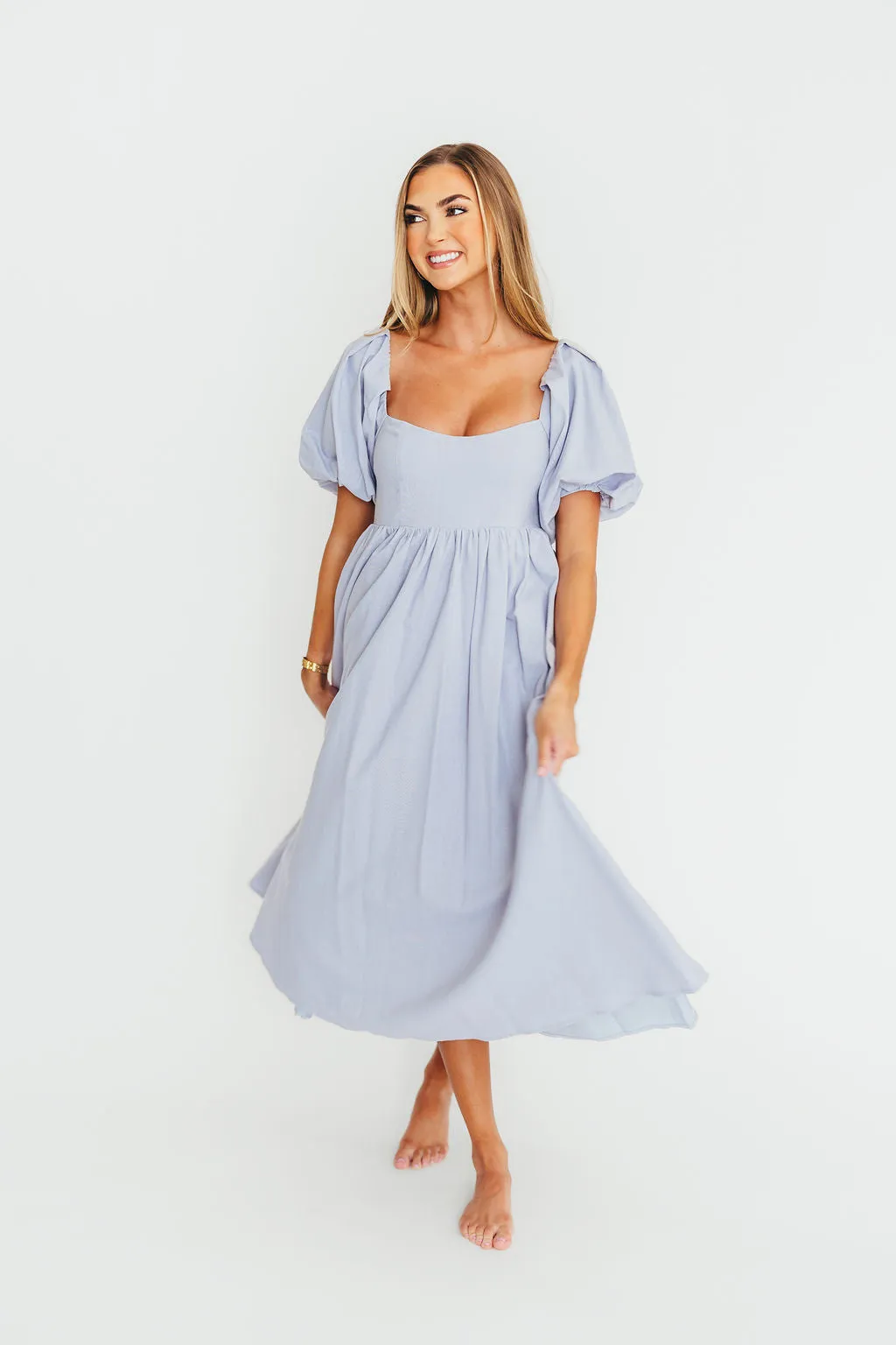 Hamilton Midi Dress in Light Blue - Bump Friendly & Inclusive Sizing (S-2XL)