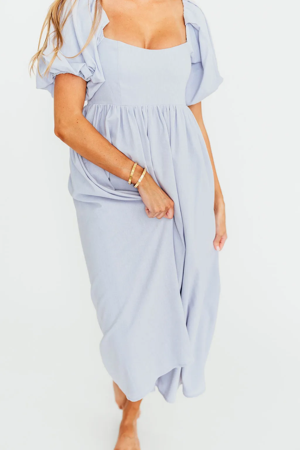 Hamilton Midi Dress in Light Blue - Bump Friendly & Inclusive Sizing (S-2XL)
