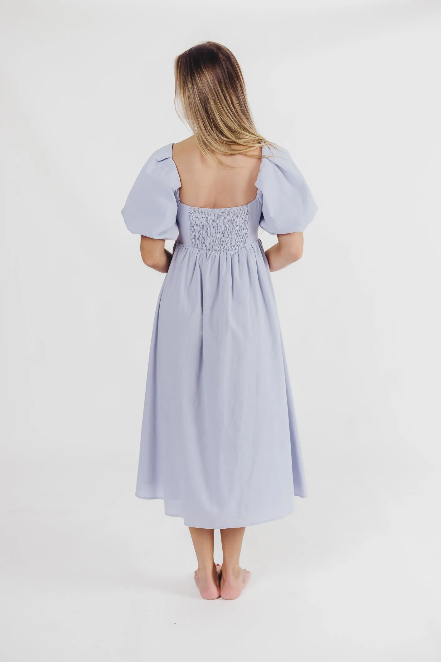 Hamilton Midi Dress in Light Blue - Bump Friendly & Inclusive Sizing (S-2XL)