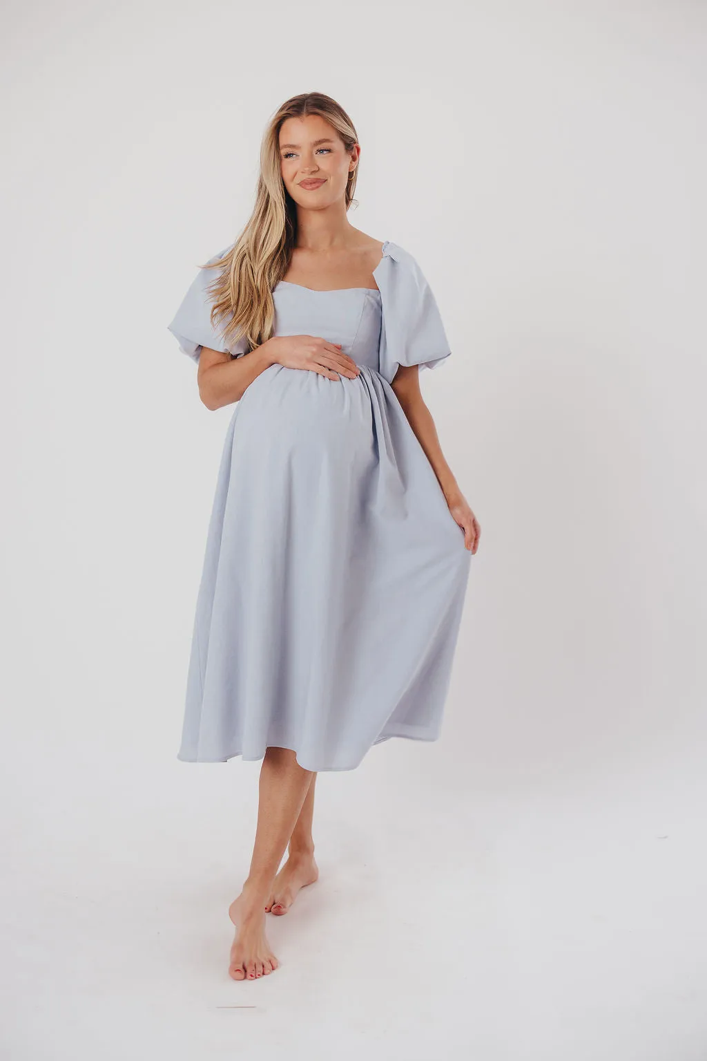 Hamilton Midi Dress in Light Blue - Bump Friendly & Inclusive Sizing (S-2XL)
