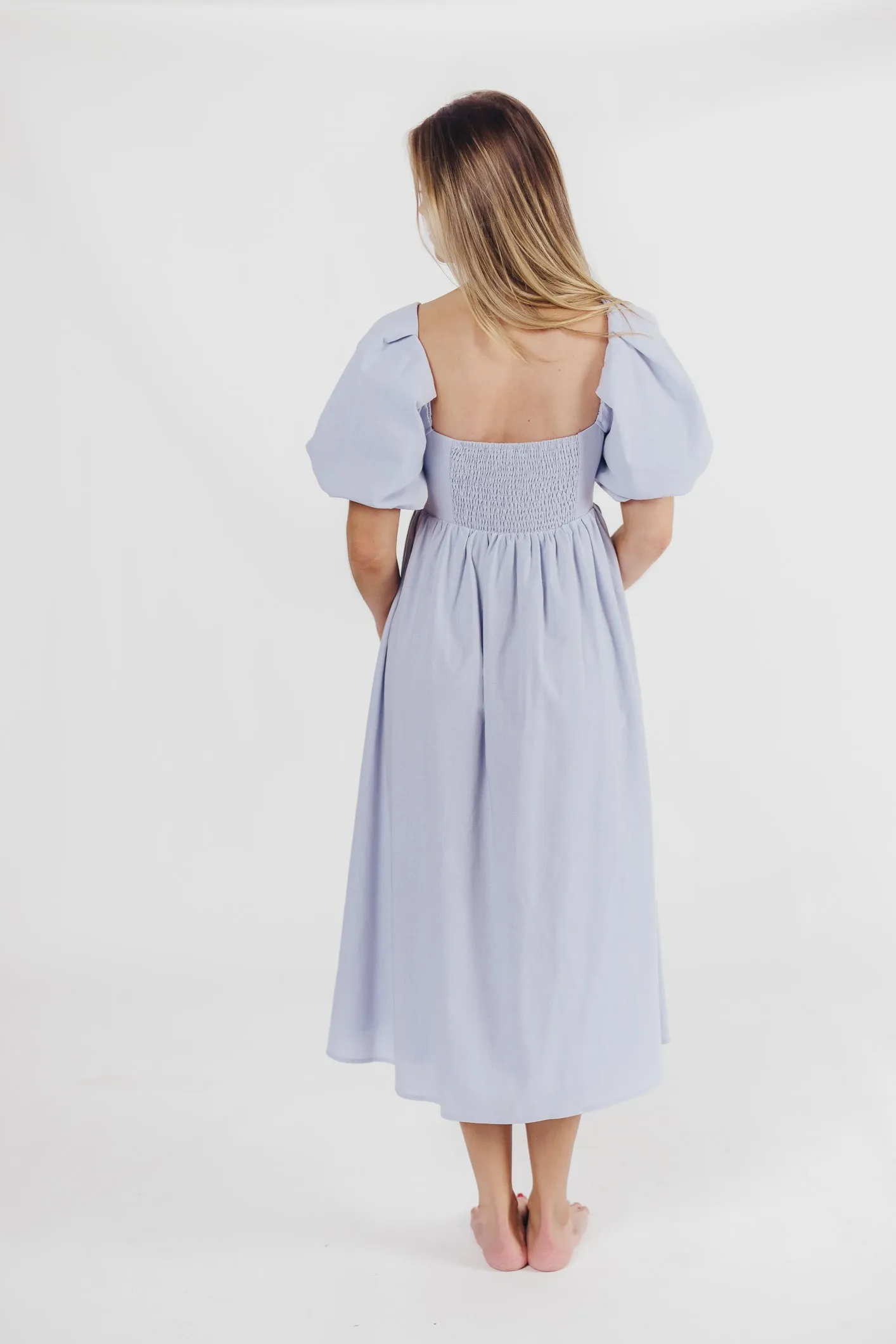 Hamilton Midi Dress in Light Blue - Bump Friendly & Inclusive Sizing (S-2XL)