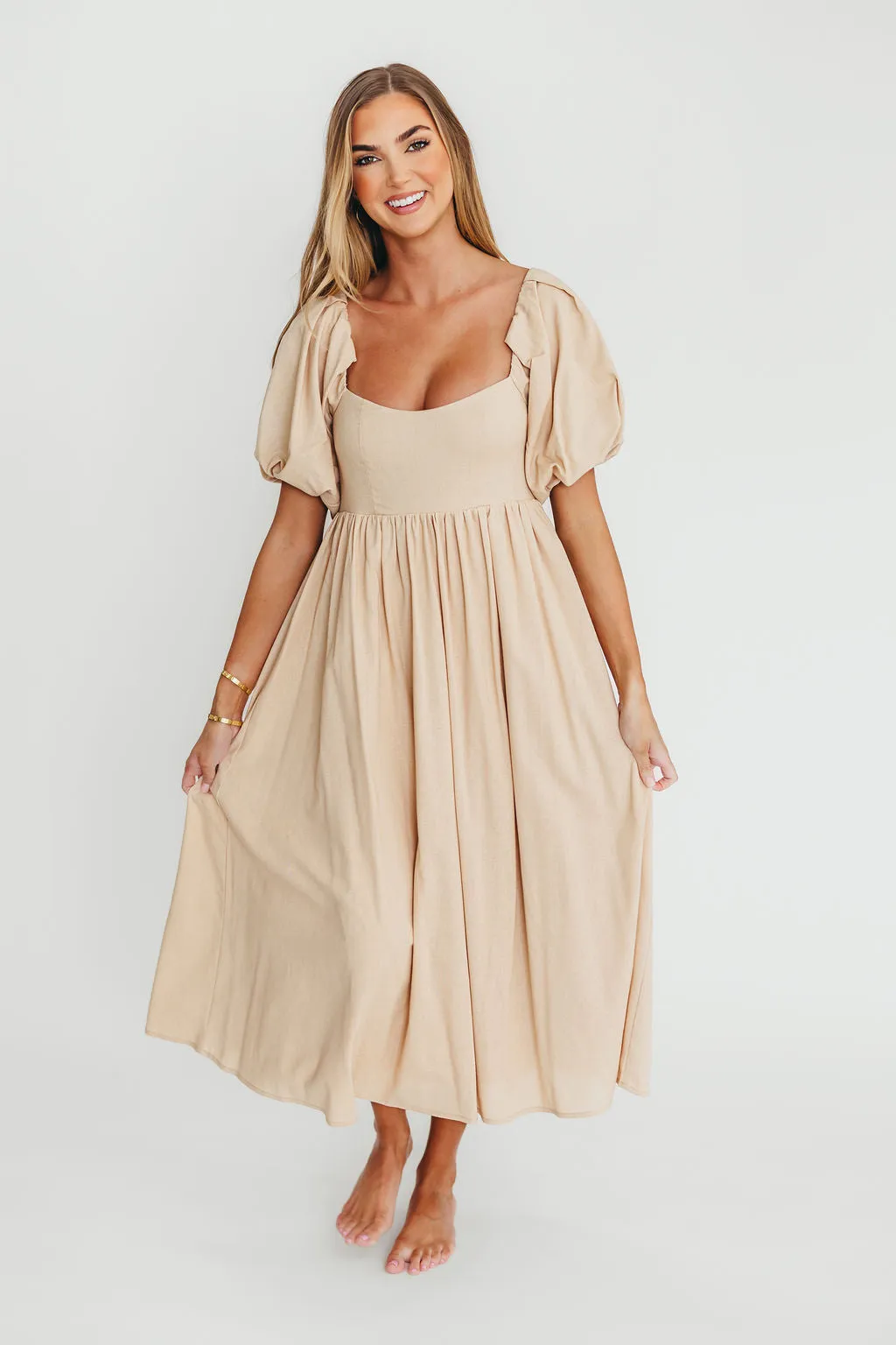Hamilton Midi Dress in Taupe - Bump Friendly (S-2XL)
