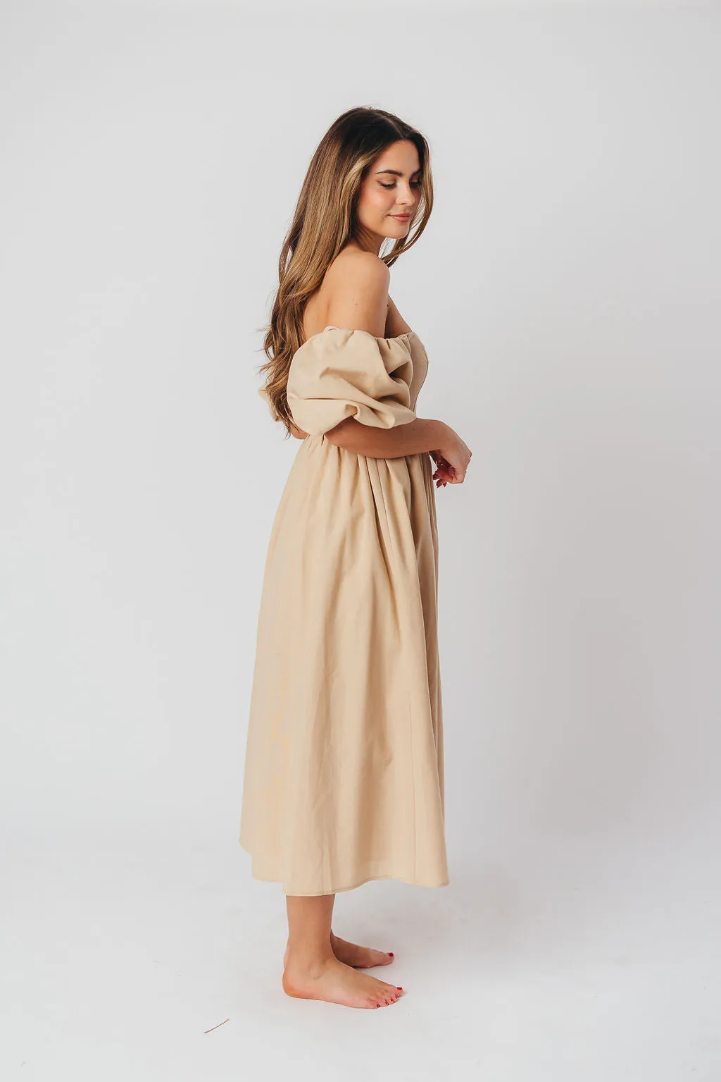Hamilton Midi Dress in Taupe - Bump Friendly (S-2XL)