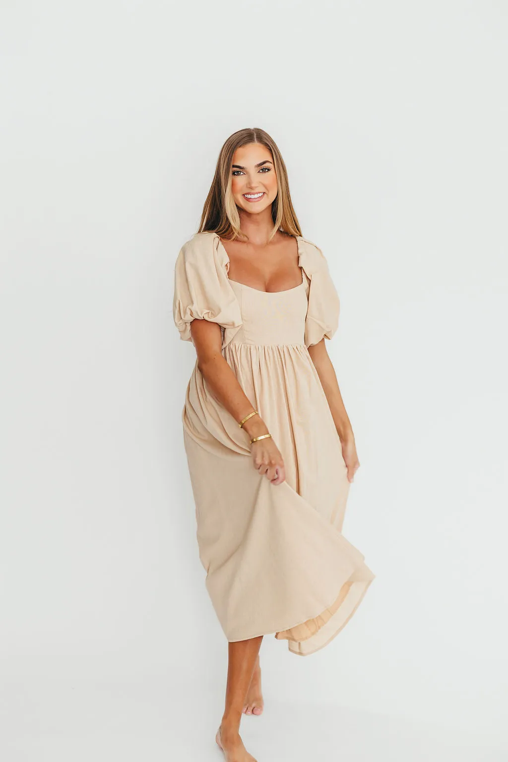 Hamilton Midi Dress in Taupe - Bump Friendly (S-2XL)
