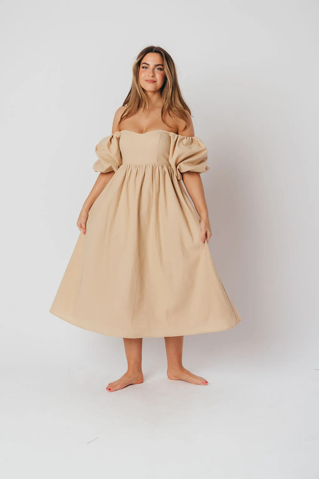 Hamilton Midi Dress in Taupe - Bump Friendly (S-2XL)