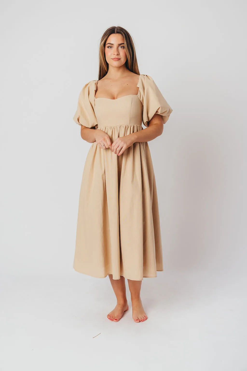 Hamilton Midi Dress in Taupe - Bump Friendly (S-2XL)