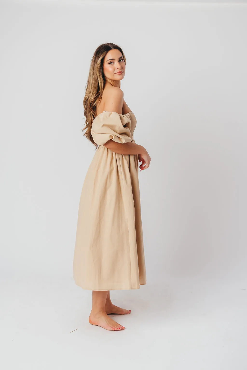 Hamilton Midi Dress in Taupe - Bump Friendly (S-2XL)