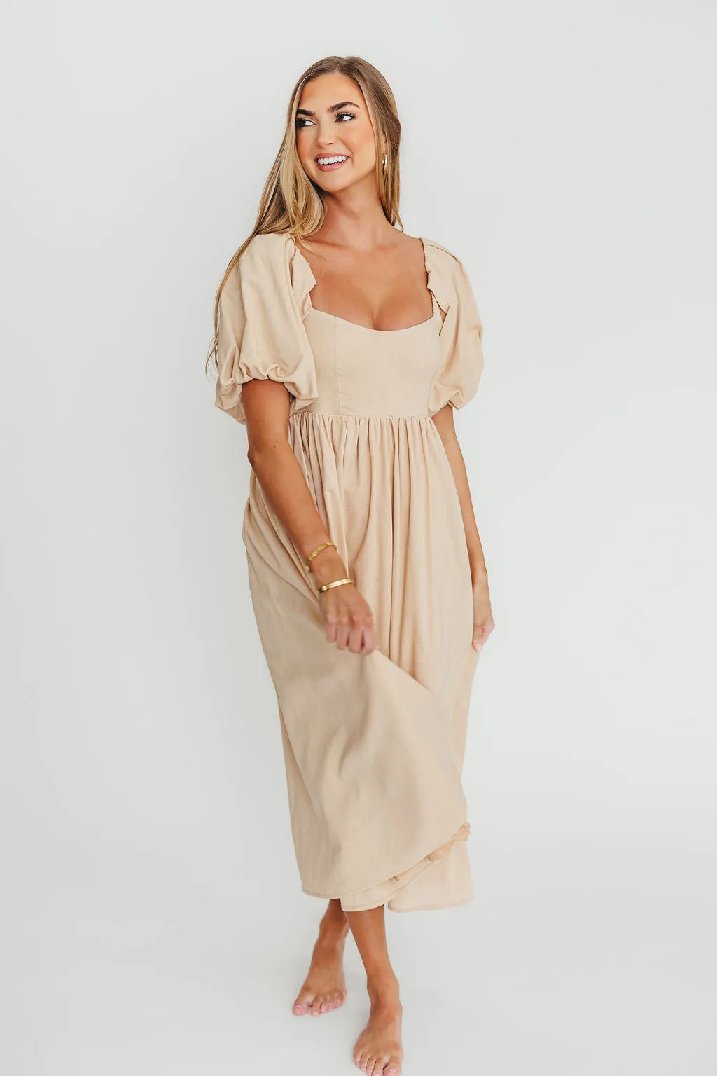 Hamilton Midi Dress in Taupe - Bump Friendly (S-2XL)