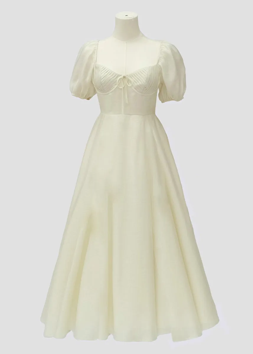 Hunter Puff Sleeve Midi Dress - Cream