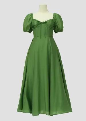 Hunter Puff Sleeve Midi Dress - Green