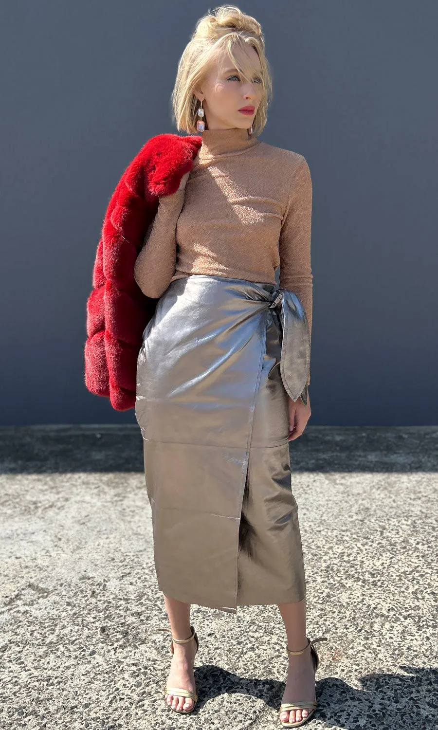 Ibana Gunmetal Leather Skirt