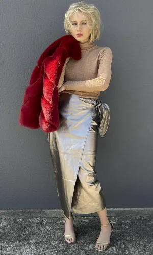 Ibana Gunmetal Leather Skirt