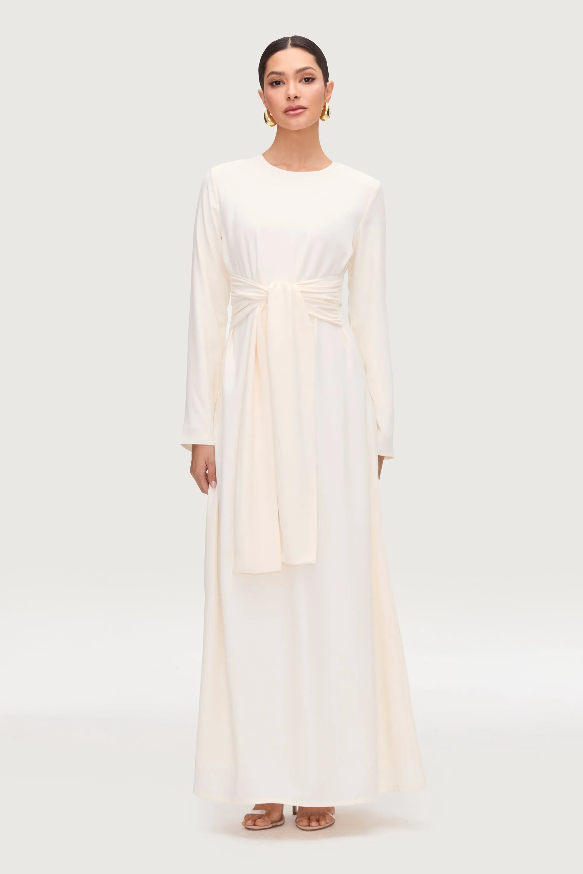 Isabella Tie Waist Maxi Dress - Moonbeam