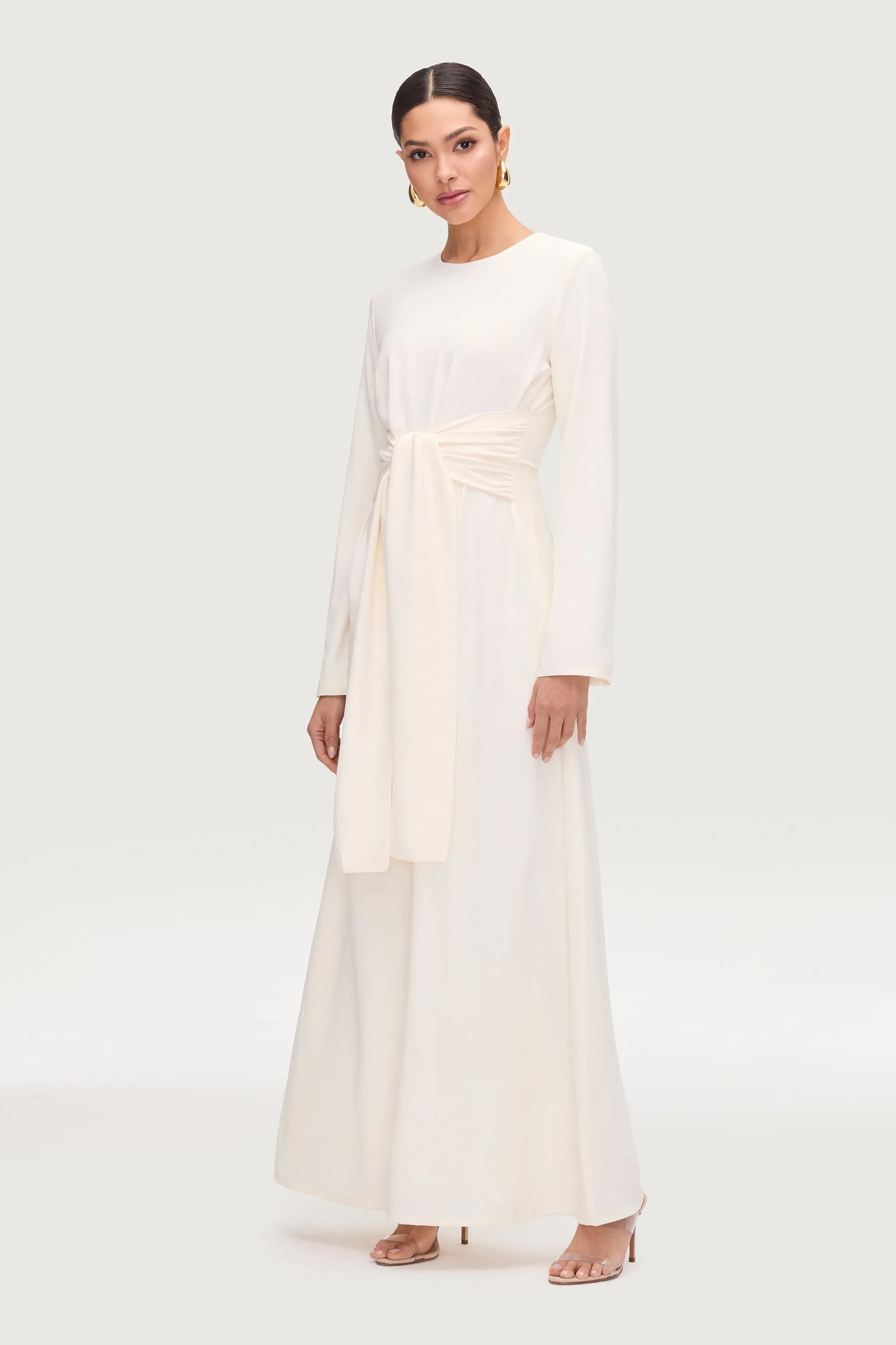 Isabella Tie Waist Maxi Dress - Moonbeam