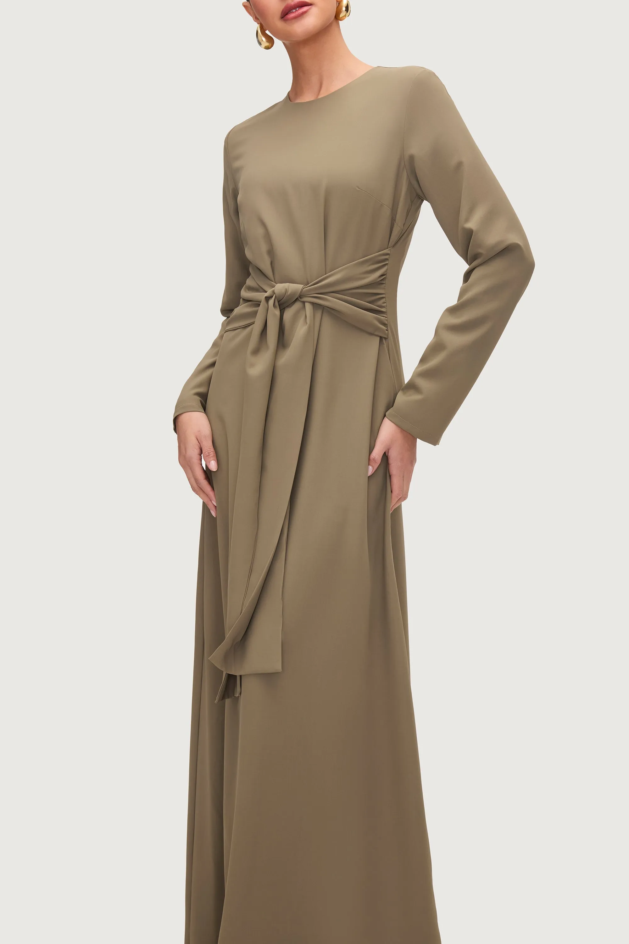 Isabella Tie Waist Maxi Dress - Za'atar
