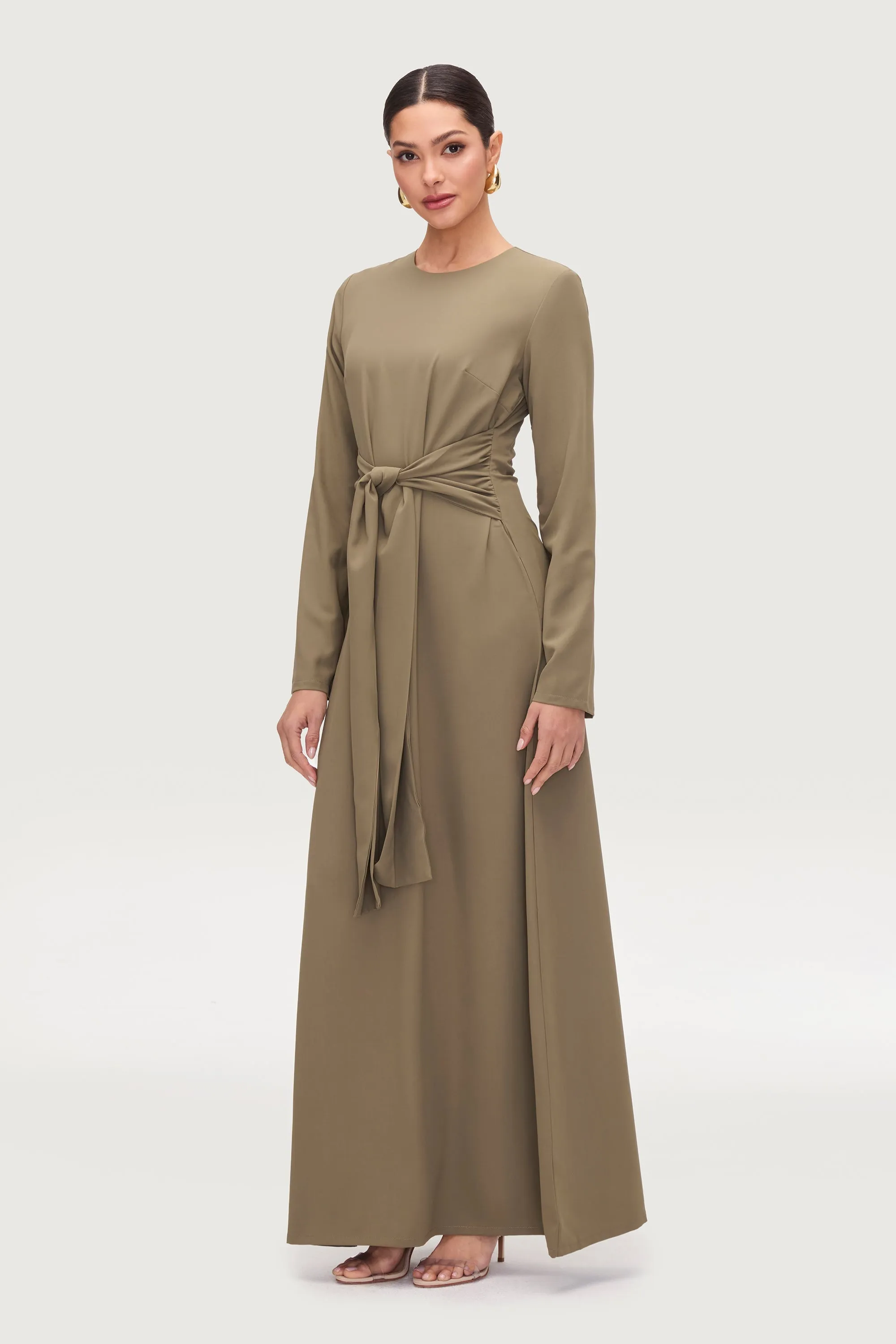 Isabella Tie Waist Maxi Dress - Za'atar